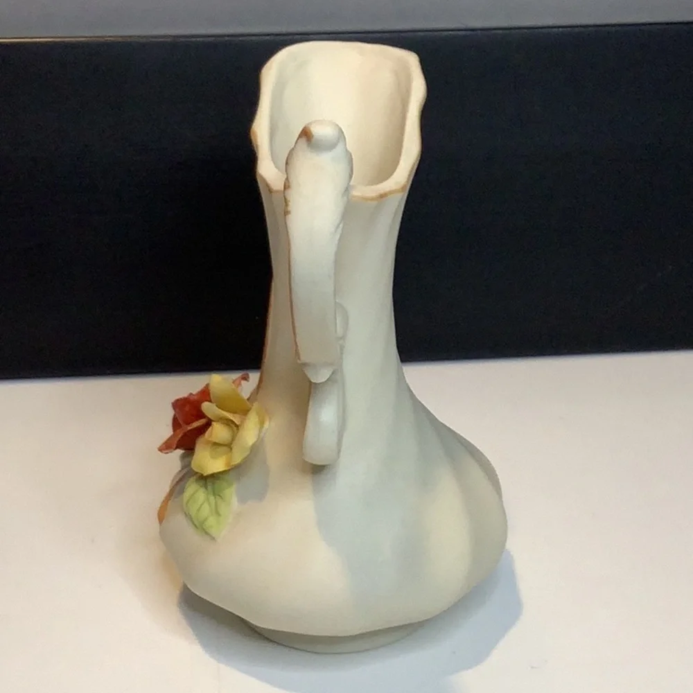 Vintage Capodimonte Small Porcelain Flower Pitcher Made in Italy 5 Inches